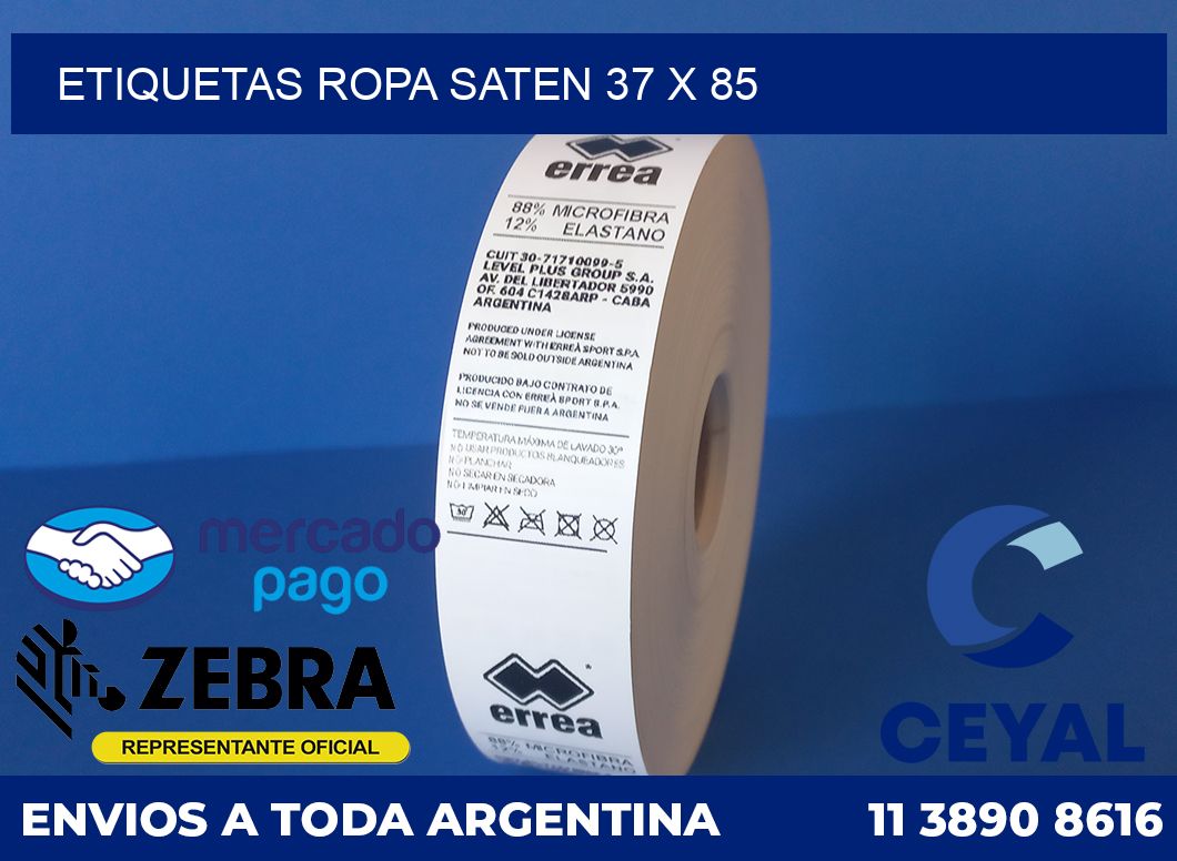 Etiquetas ropa saten 37 x 85