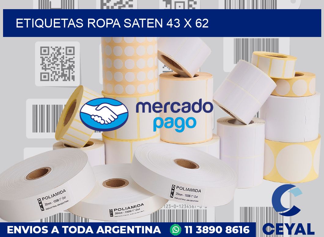 Etiquetas ropa saten 43 x 62