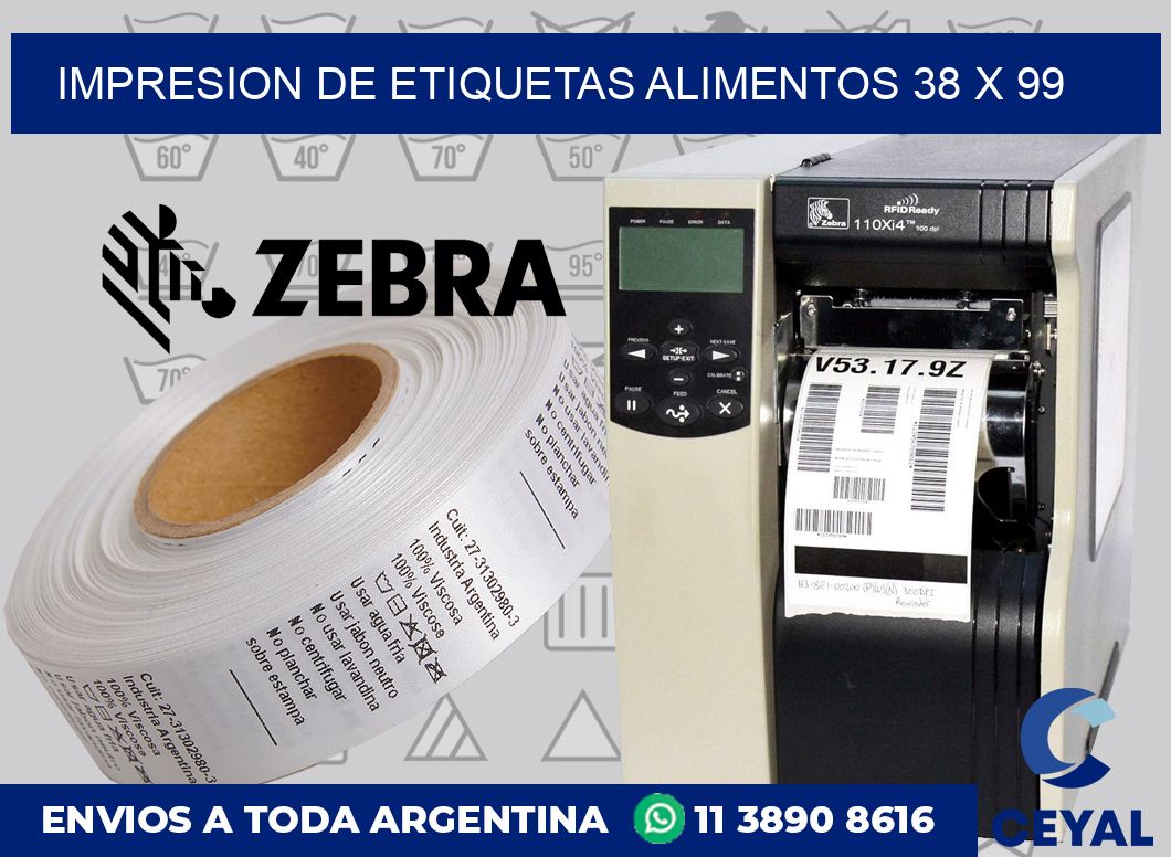 Impresion de etiquetas alimentos 38 x 99