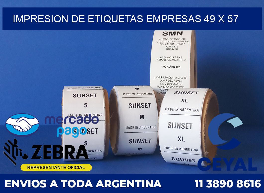 Impresion de etiquetas empresas 49 x 57