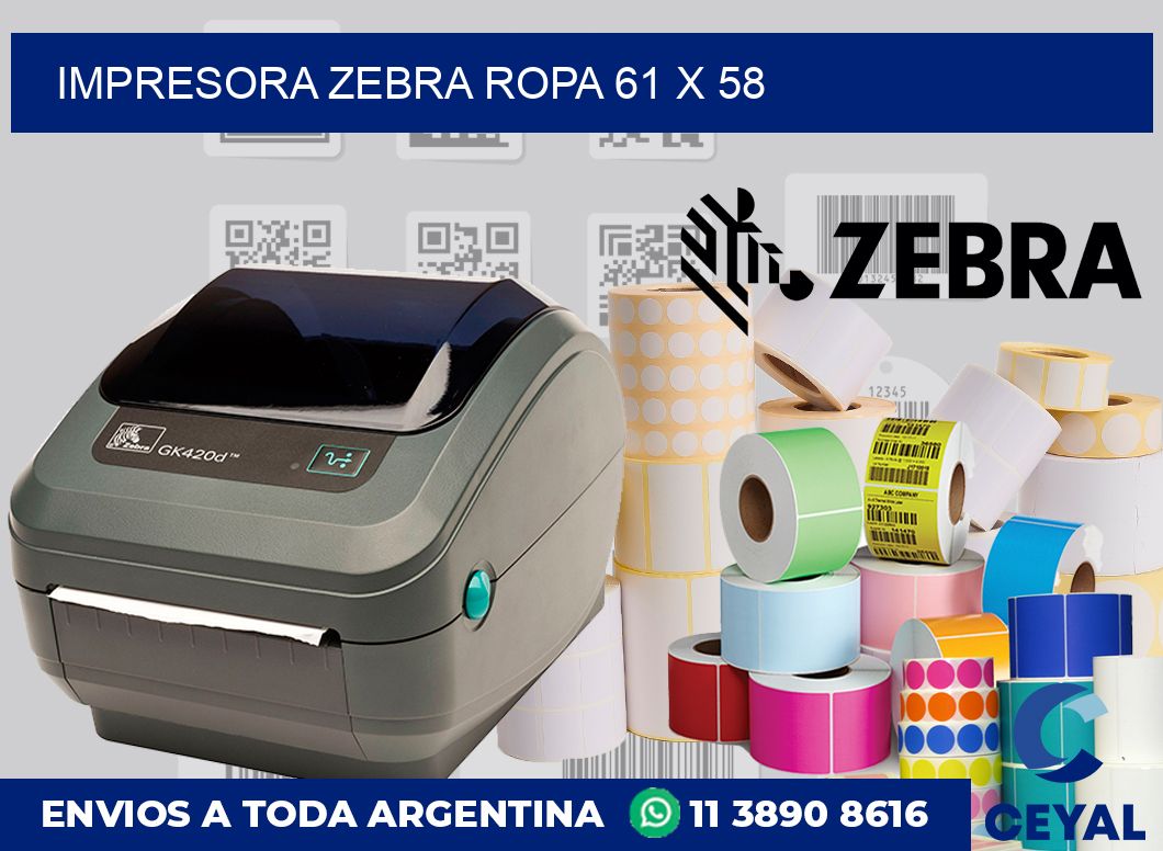 Impresora Zebra ropa 61 x 58