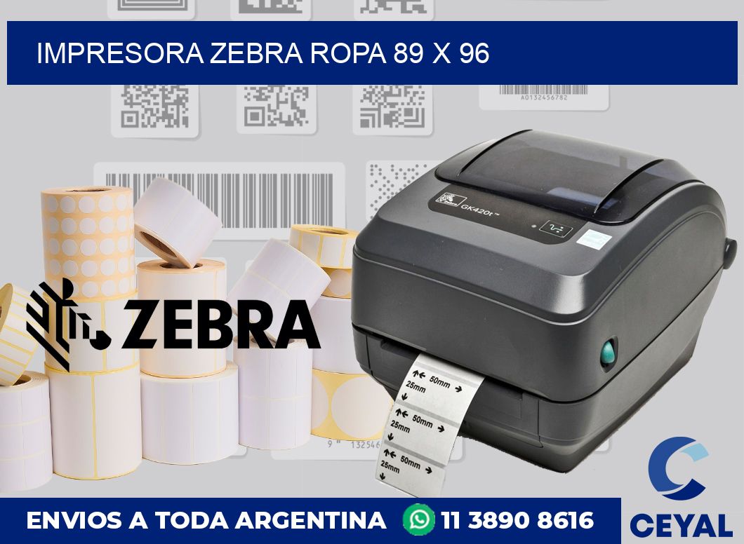 Impresora Zebra ropa 89 x 96