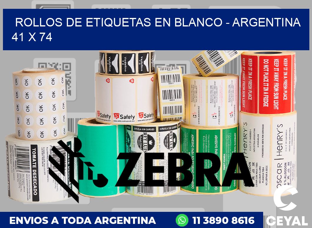 Rollos de etiquetas en blanco - Argentina 41 x 74