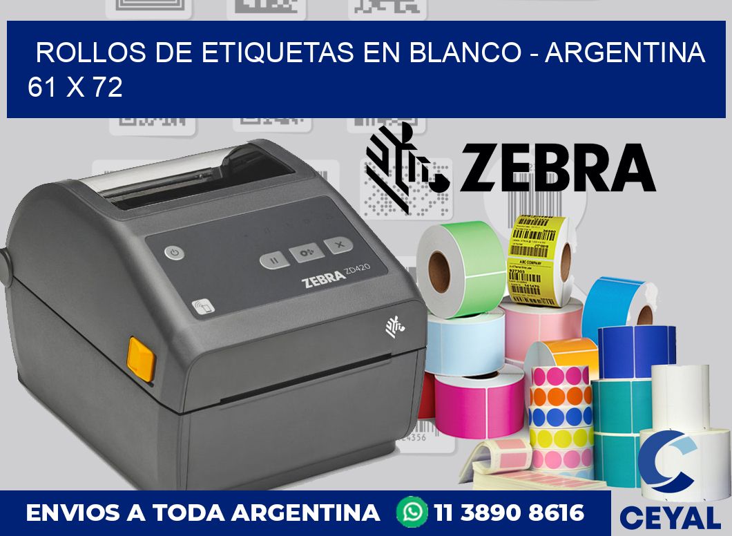 Rollos de etiquetas en blanco – Argentina 61 x 72