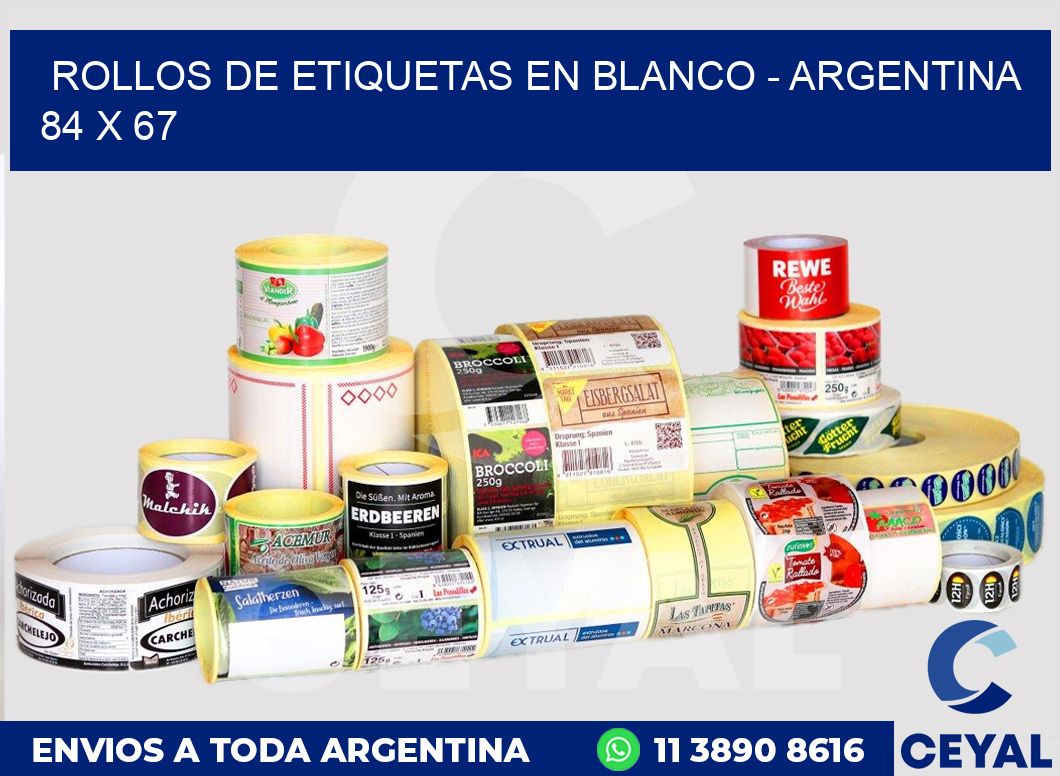 Rollos de etiquetas en blanco – Argentina 84 x 67