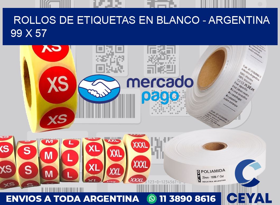 Rollos de etiquetas en blanco - Argentina 99 x 57