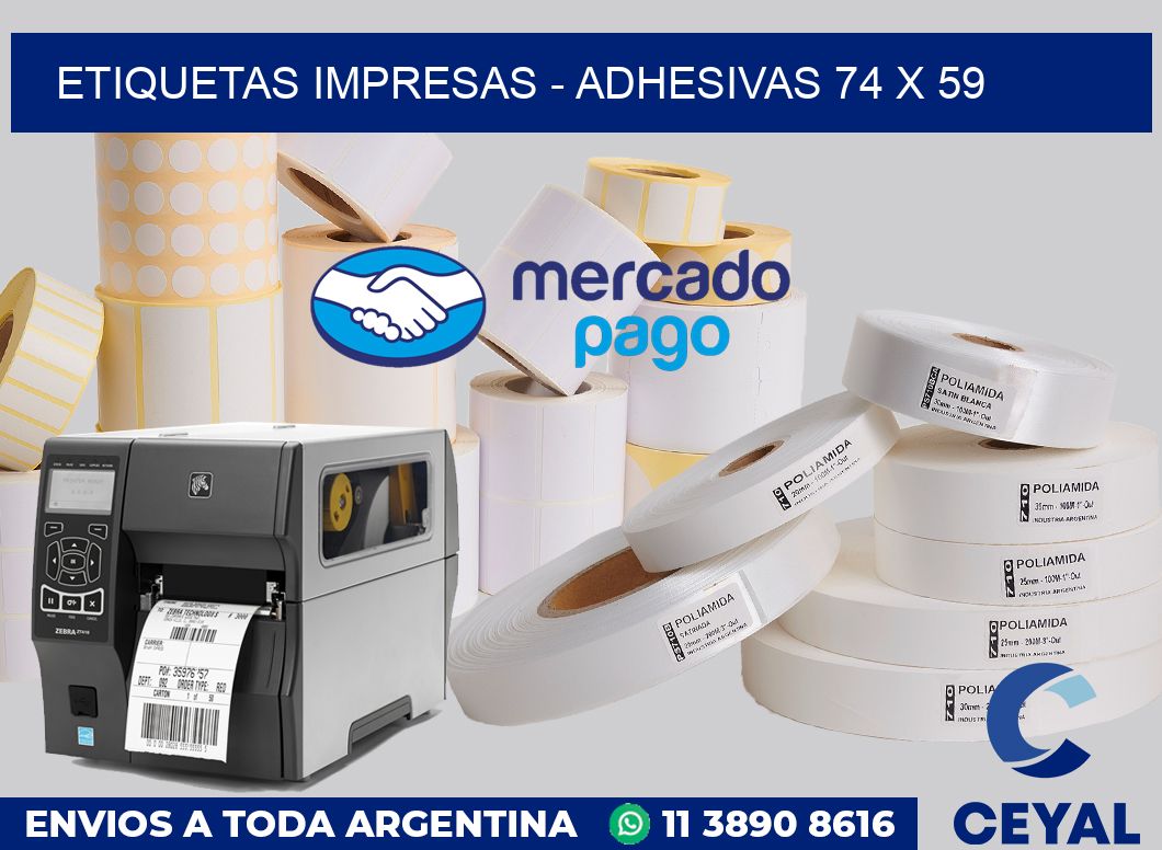 etiquetas impresas - Adhesivas 74 x 59