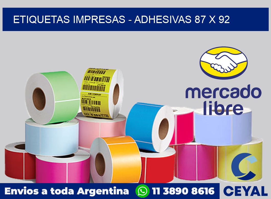 etiquetas impresas - Adhesivas 87 x 92