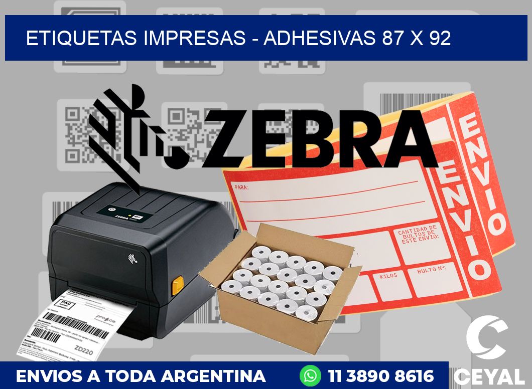 etiquetas impresas - Adhesivas 87 x 92