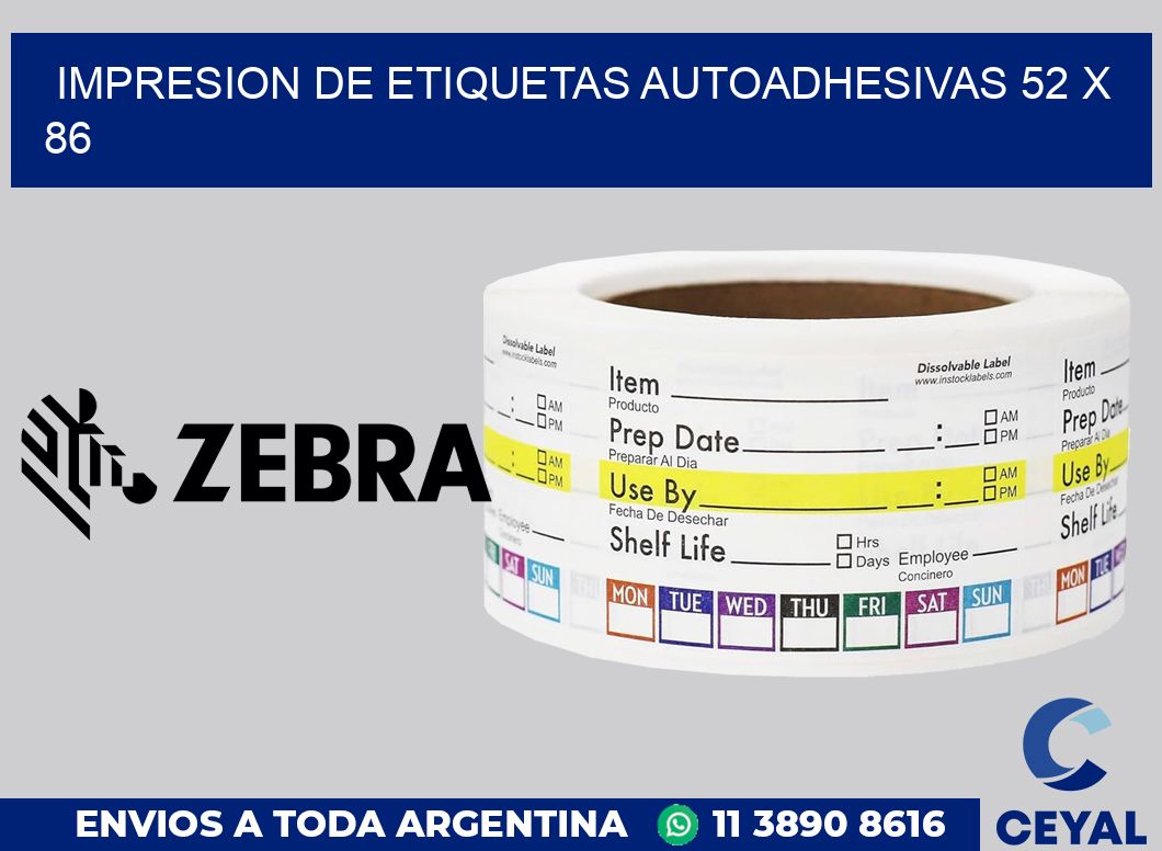 impresion de etiquetas autoadhesivas 52 x 86