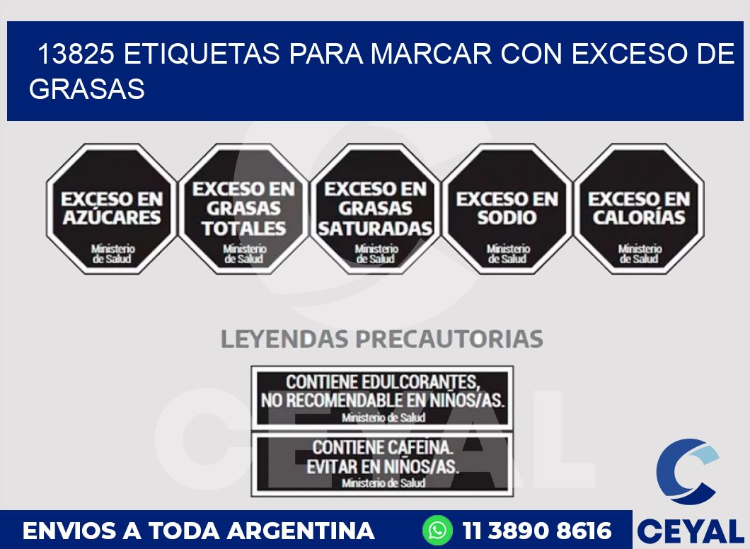 13825 ETIQUETAS PARA MARCAR CON EXCESO DE GRASAS