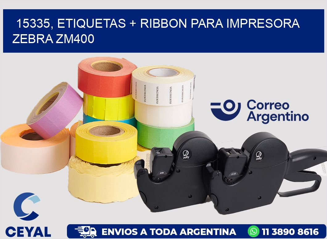 15335, etiquetas + ribbon para impresora zebra ZM400