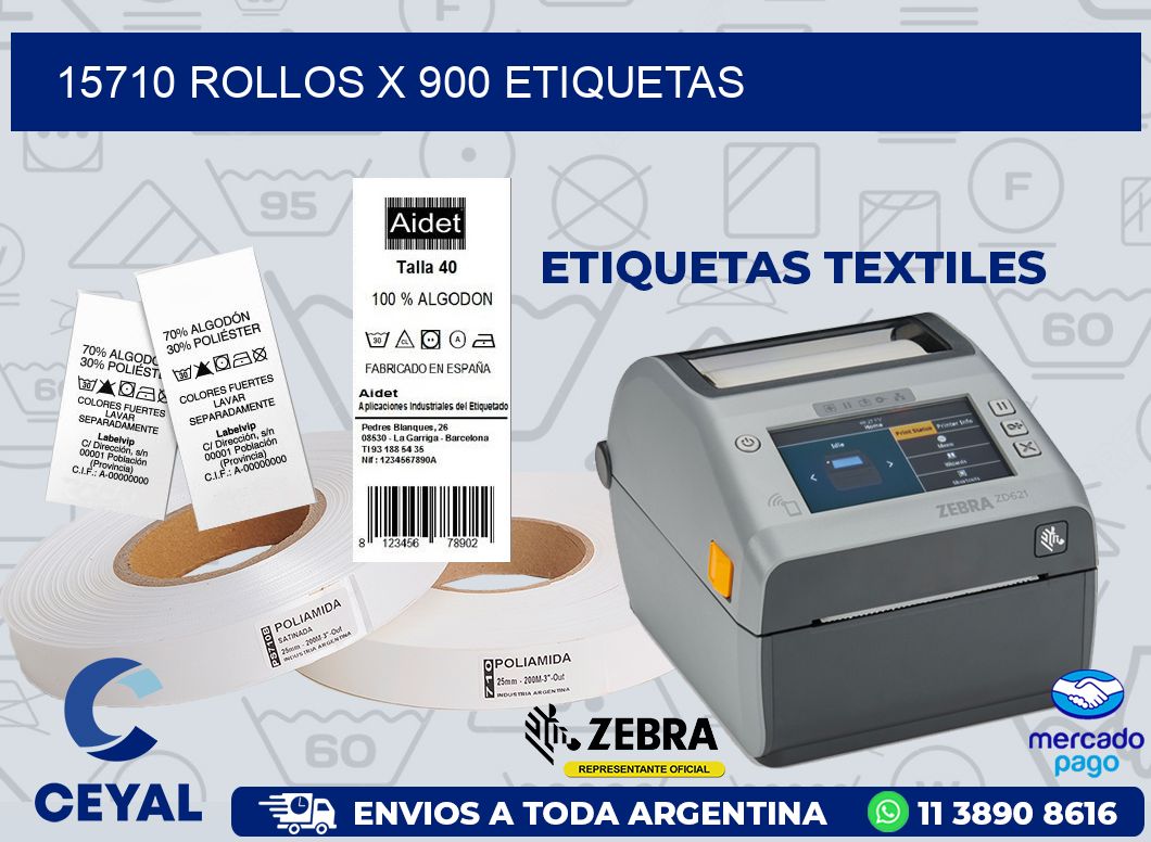 15710 ROLLOS X 900 ETIQUETAS