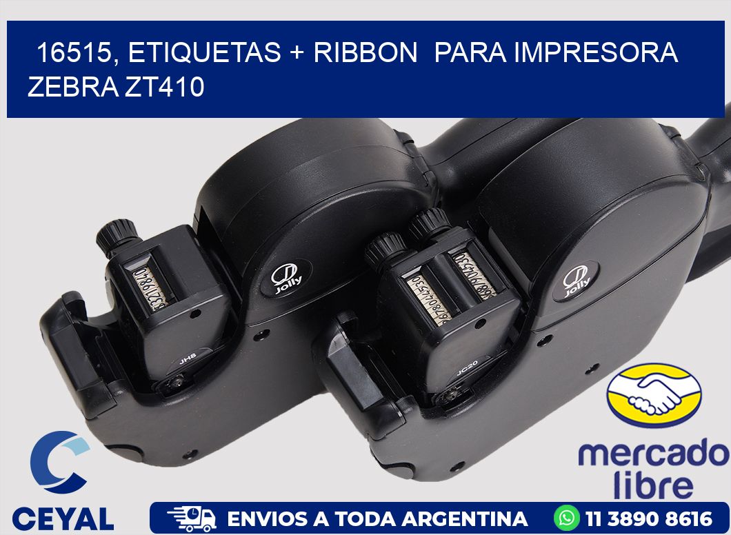 16515, etiquetas + ribbon  para impresora zebra ZT410