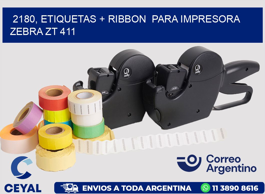 2180, etiquetas + ribbon  para impresora zebra ZT 411