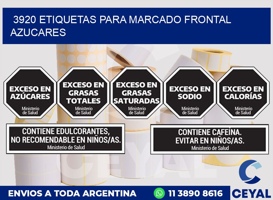 3920 ETIQUETAS PARA MARCADO FRONTAL AZUCARES