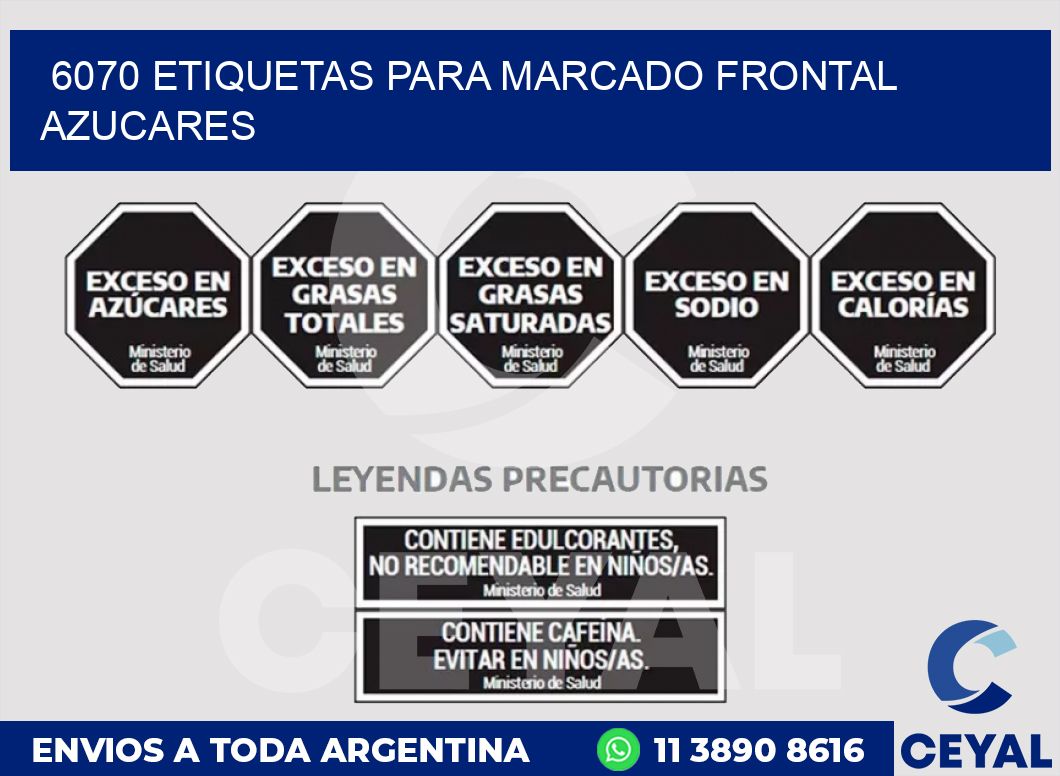 6070 ETIQUETAS PARA MARCADO FRONTAL AZUCARES