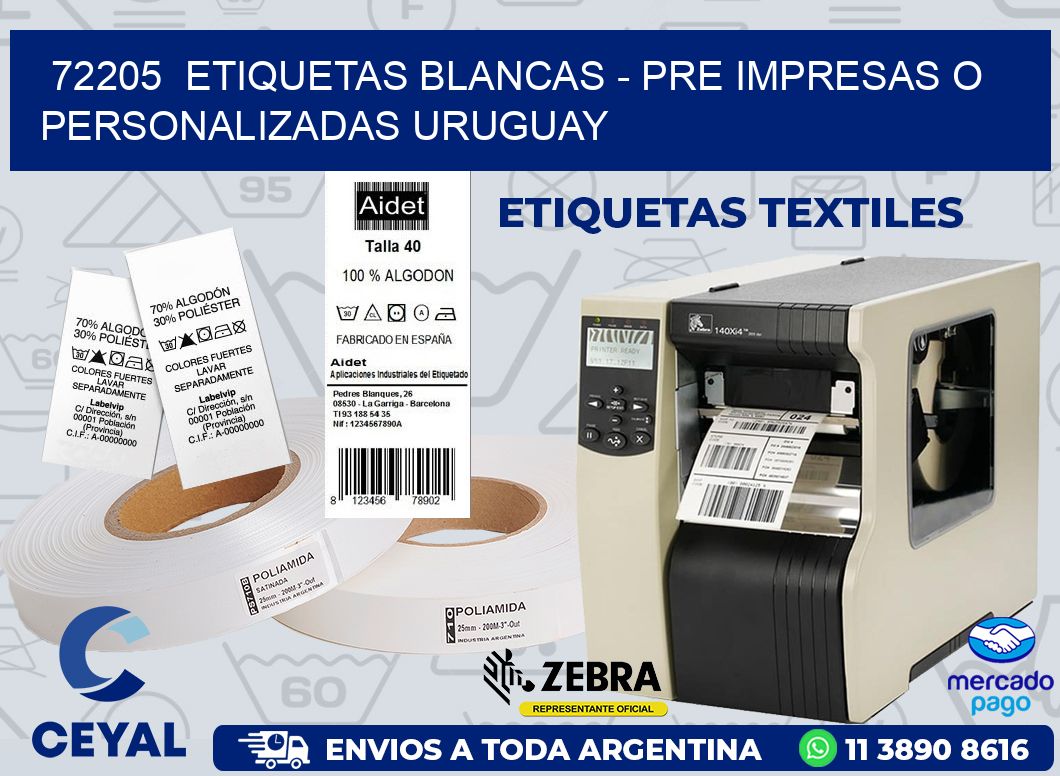 72205  ETIQUETAS BLANCAS - PRE IMPRESAS O PERSONALIZADAS URUGUAY