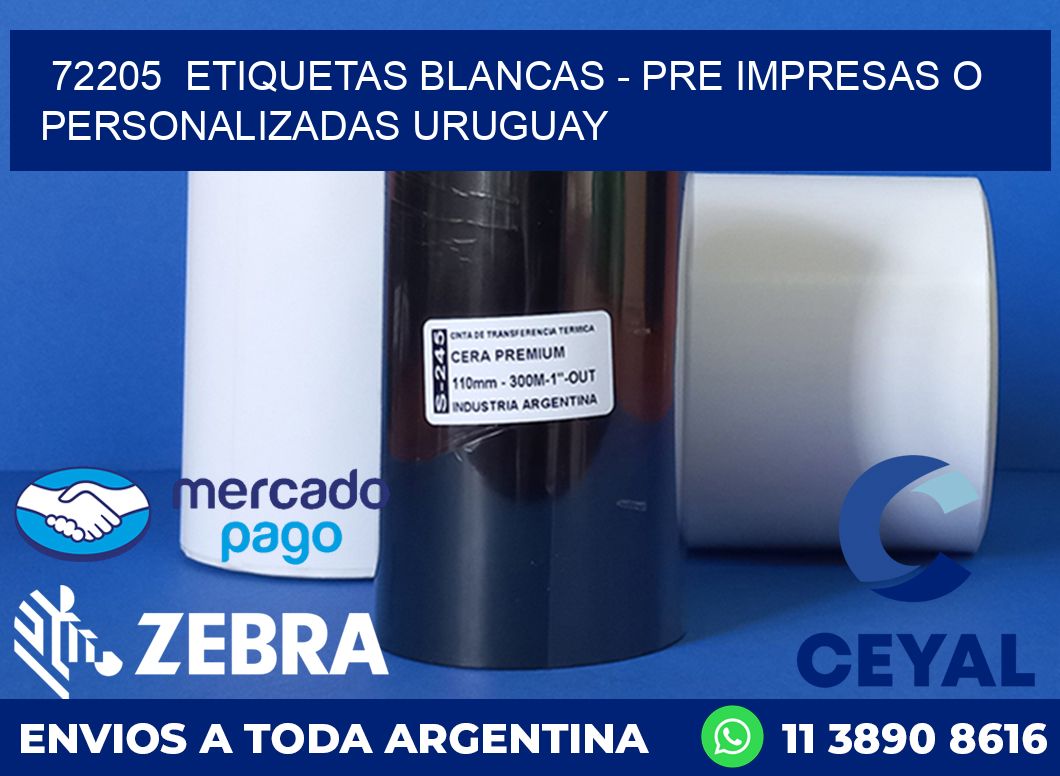 72205  ETIQUETAS BLANCAS - PRE IMPRESAS O PERSONALIZADAS URUGUAY