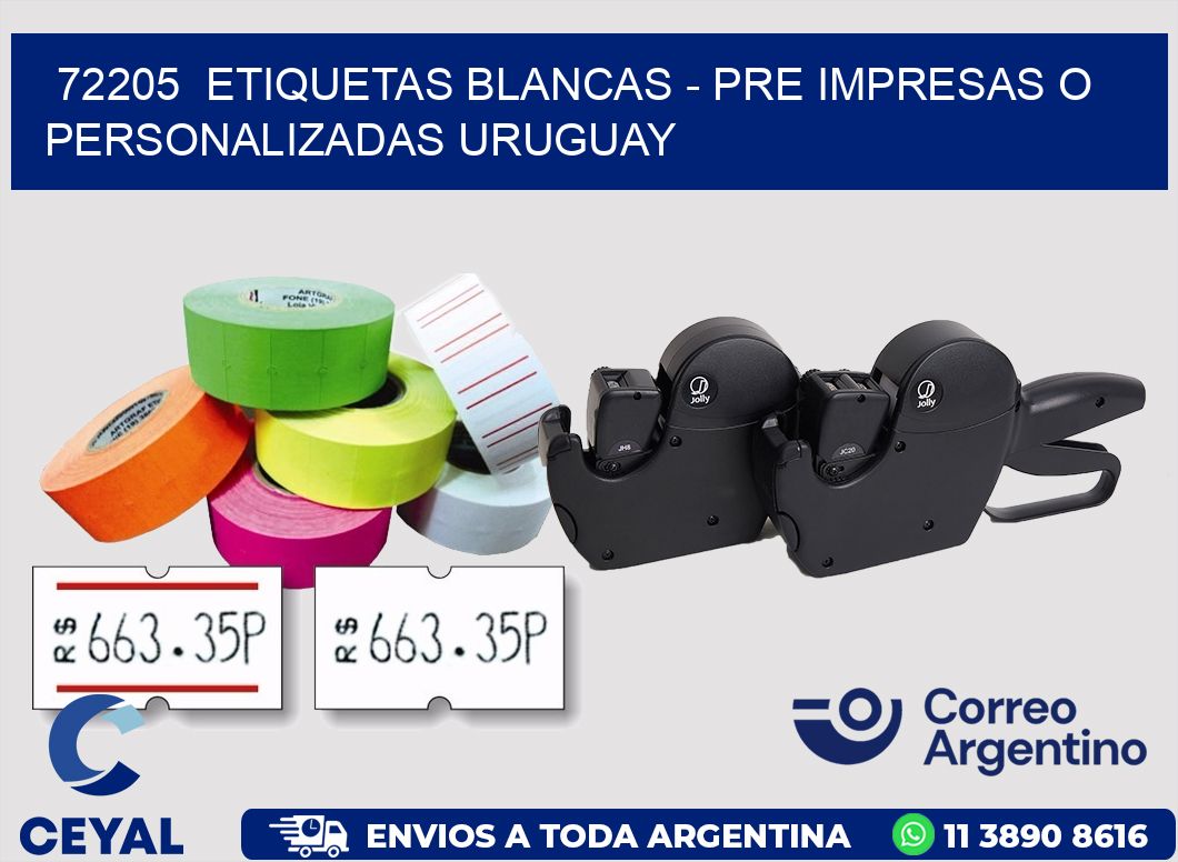 72205  ETIQUETAS BLANCAS - PRE IMPRESAS O PERSONALIZADAS URUGUAY