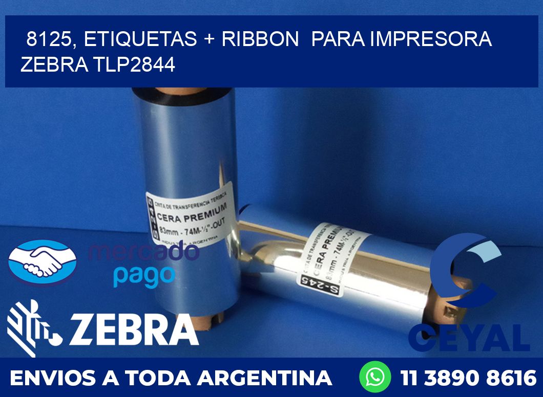 8125, etiquetas + ribbon  para impresora zebra TLP2844