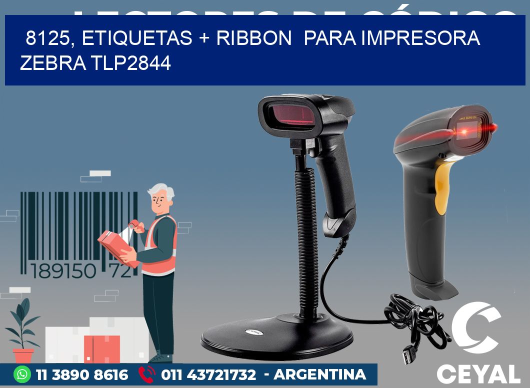 8125, etiquetas + ribbon  para impresora zebra TLP2844