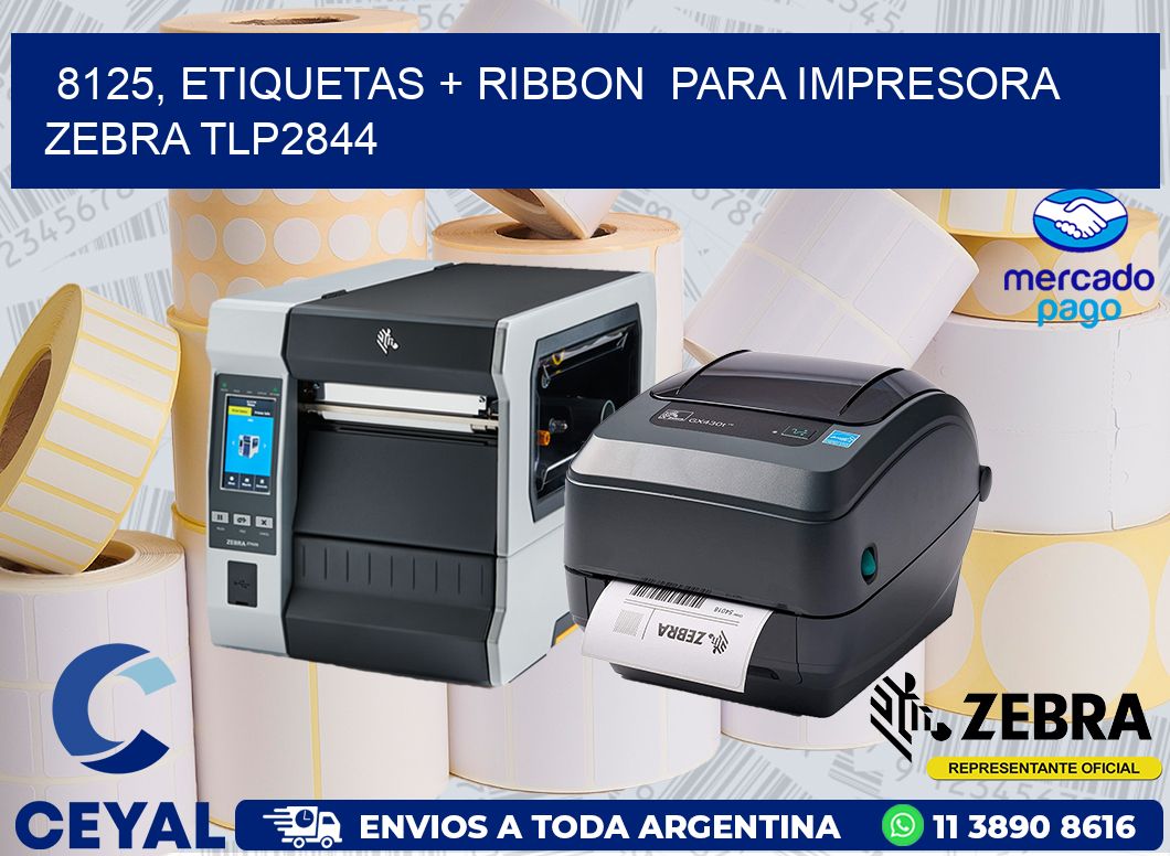 8125, etiquetas + ribbon  para impresora zebra TLP2844