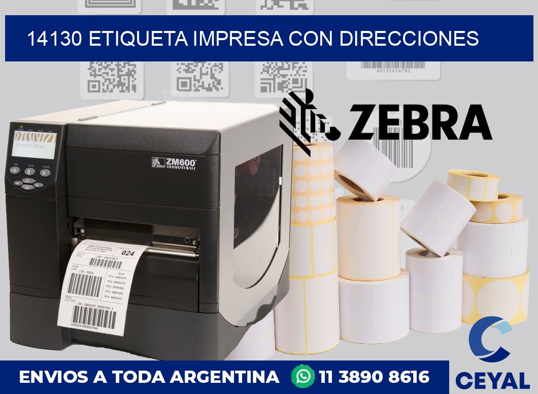 14130 ETIQUETA IMPRESA CON DIRECCIONES