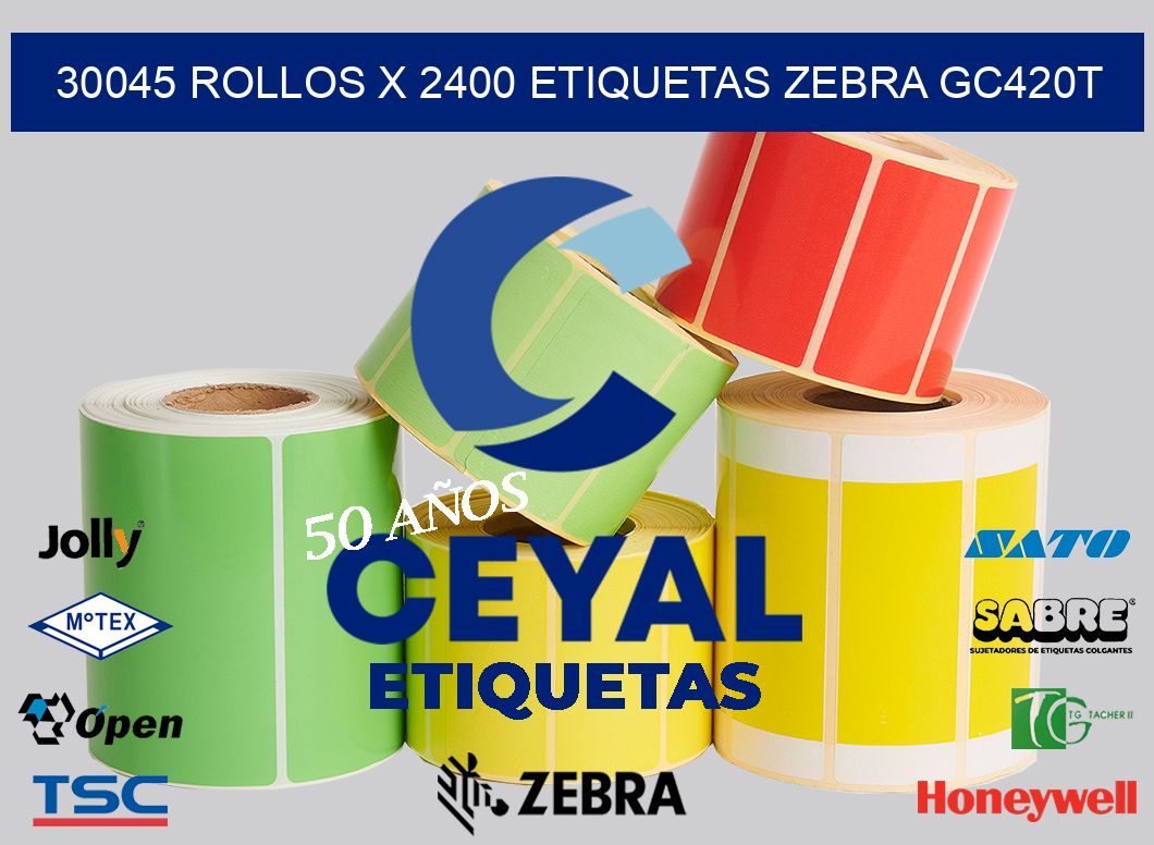 30045 Rollos x 2400 etiquetas zebra gc420t