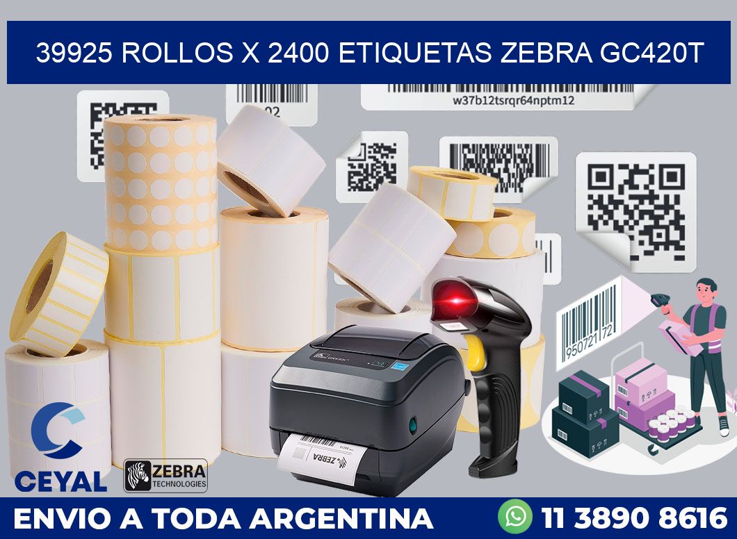 39925 Rollos x 2400 etiquetas zebra gc420t