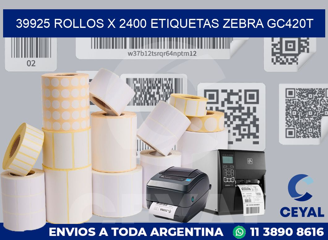 39925 Rollos x 2400 etiquetas zebra gc420t