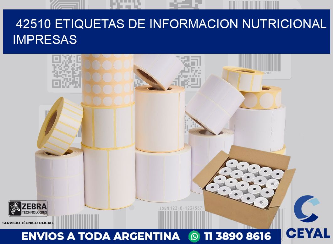 42510 ETIQUETAS DE INFORMACION NUTRICIONAL IMPRESAS