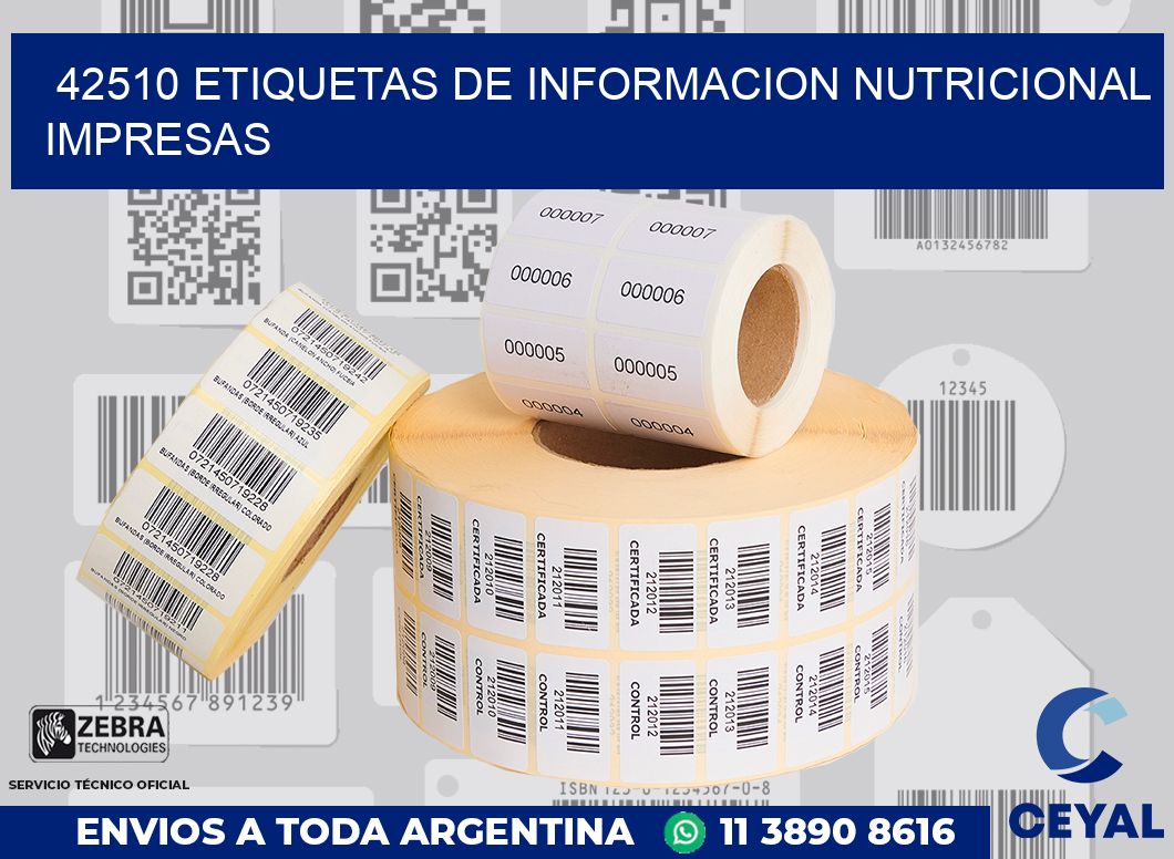 42510 ETIQUETAS DE INFORMACION NUTRICIONAL IMPRESAS