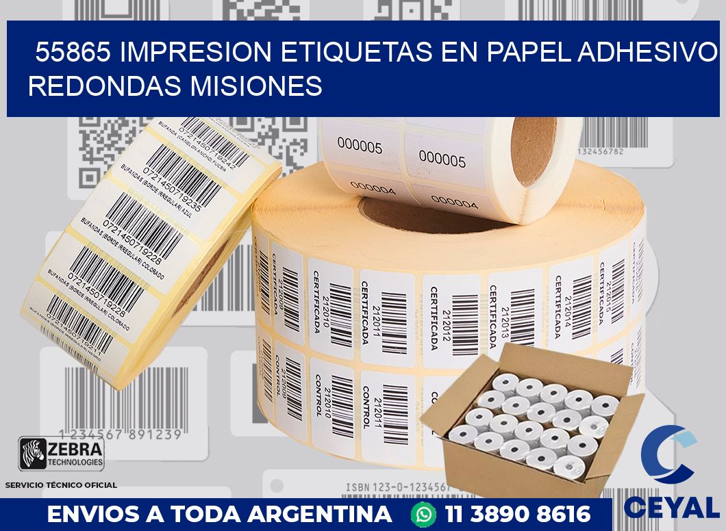 55865 IMPRESION ETIQUETAS EN PAPEL ADHESIVO REDONDAS MISIONES