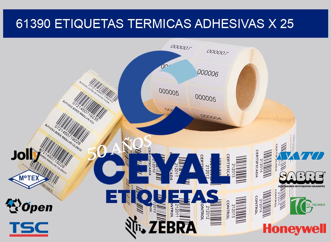 61390 etiquetas termicas adhesivas x 25