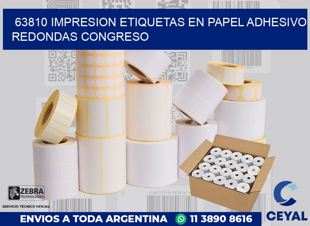 63810 IMPRESION ETIQUETAS EN PAPEL ADHESIVO REDONDAS CONGRESO