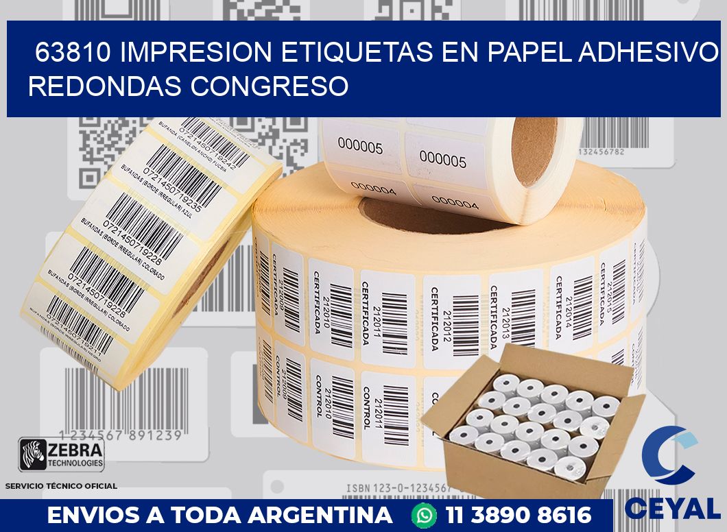 63810 IMPRESION ETIQUETAS EN PAPEL ADHESIVO REDONDAS CONGRESO