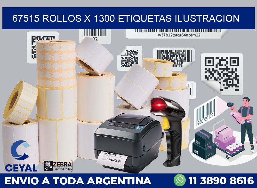 67515 Rollos x 1300 etiquetas ilustracion