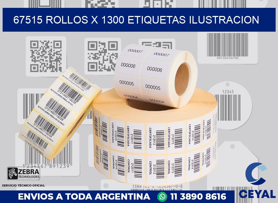 67515 Rollos x 1300 etiquetas ilustracion