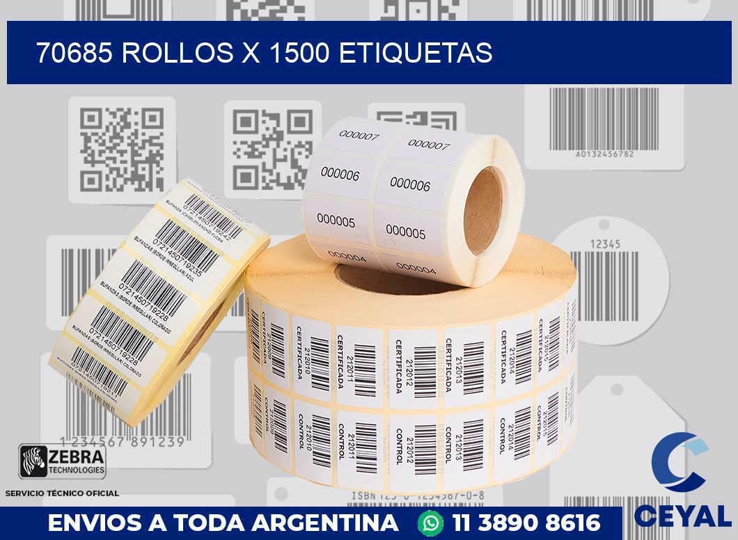 70685 Rollos x 1500 etiquetas