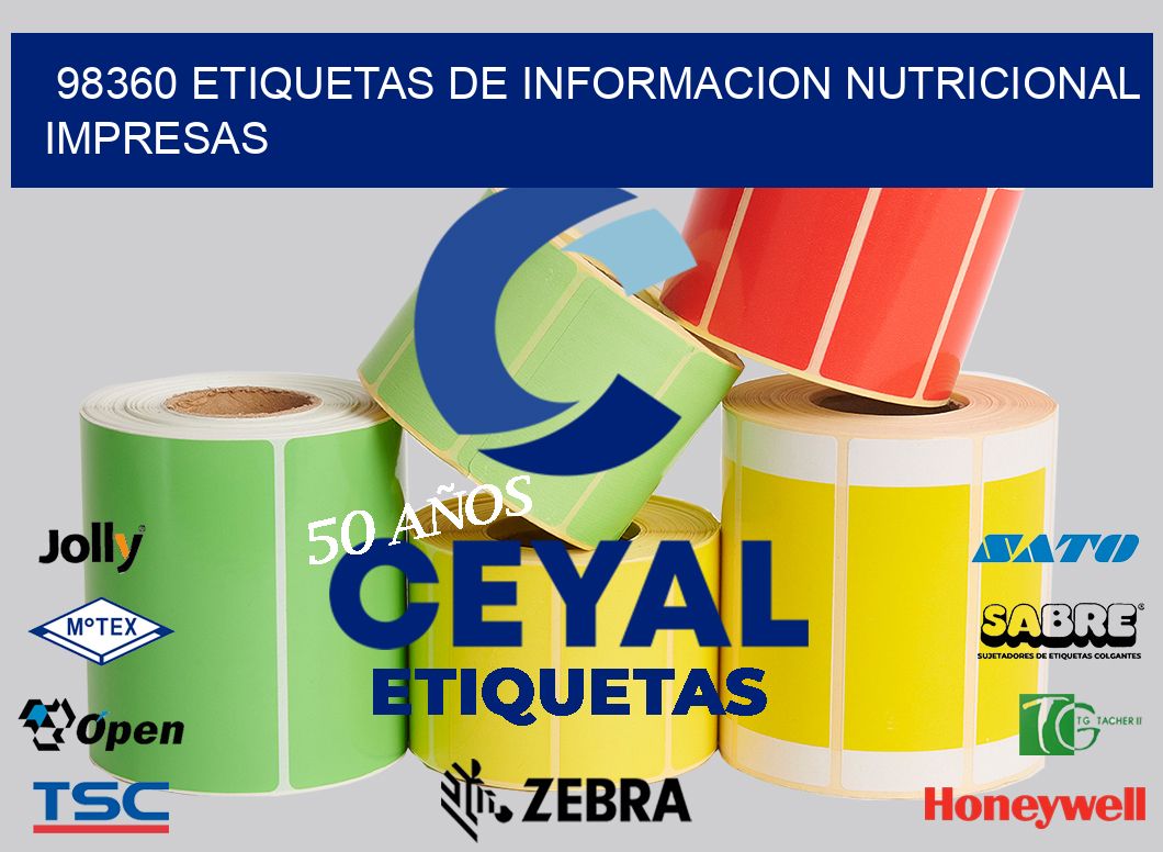 98360 ETIQUETAS DE INFORMACION NUTRICIONAL IMPRESAS