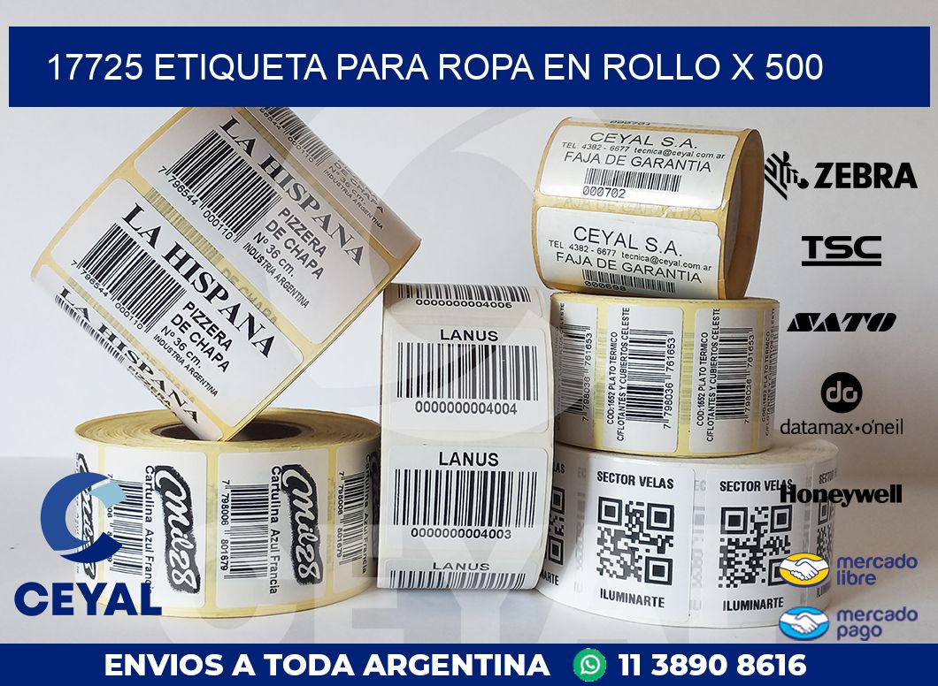 17725 ETIQUETA PARA ROPA EN ROLLO X 500