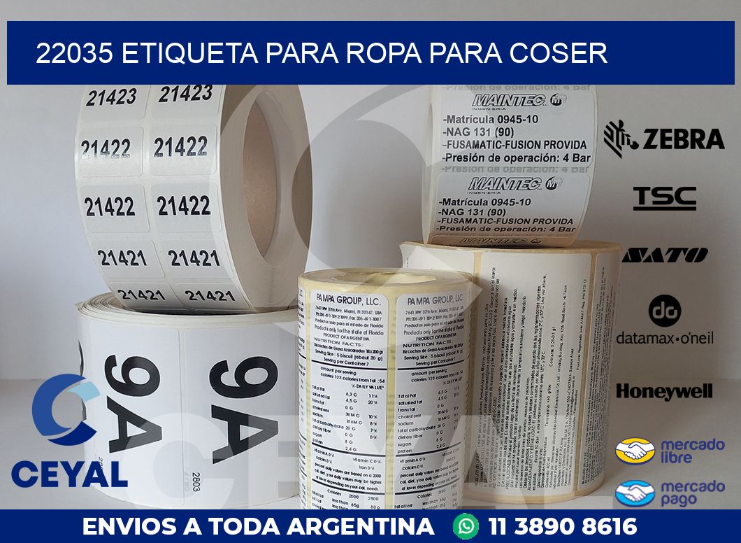 22035 ETIQUETA PARA ROPA PARA COSER