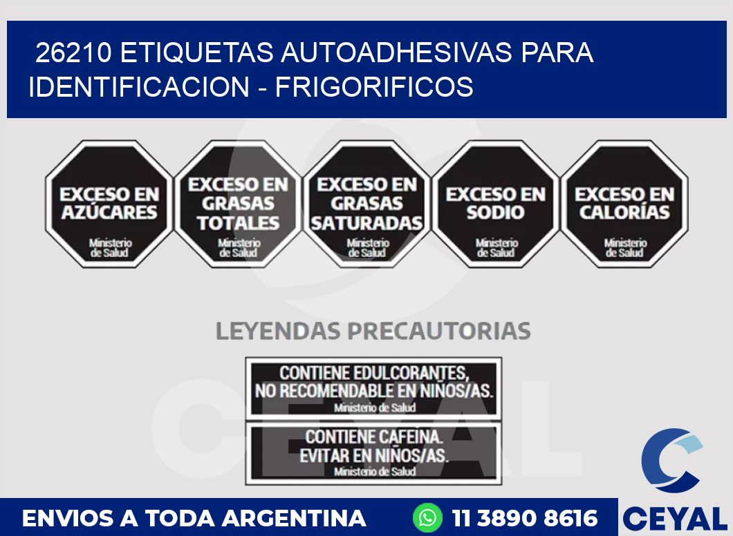 26210 ETIQUETAS AUTOADHESIVAS PARA IDENTIFICACION - FRIGORIFICOS