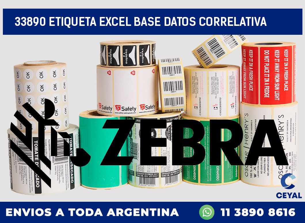 33890 etiqueta excel base datos correlativa