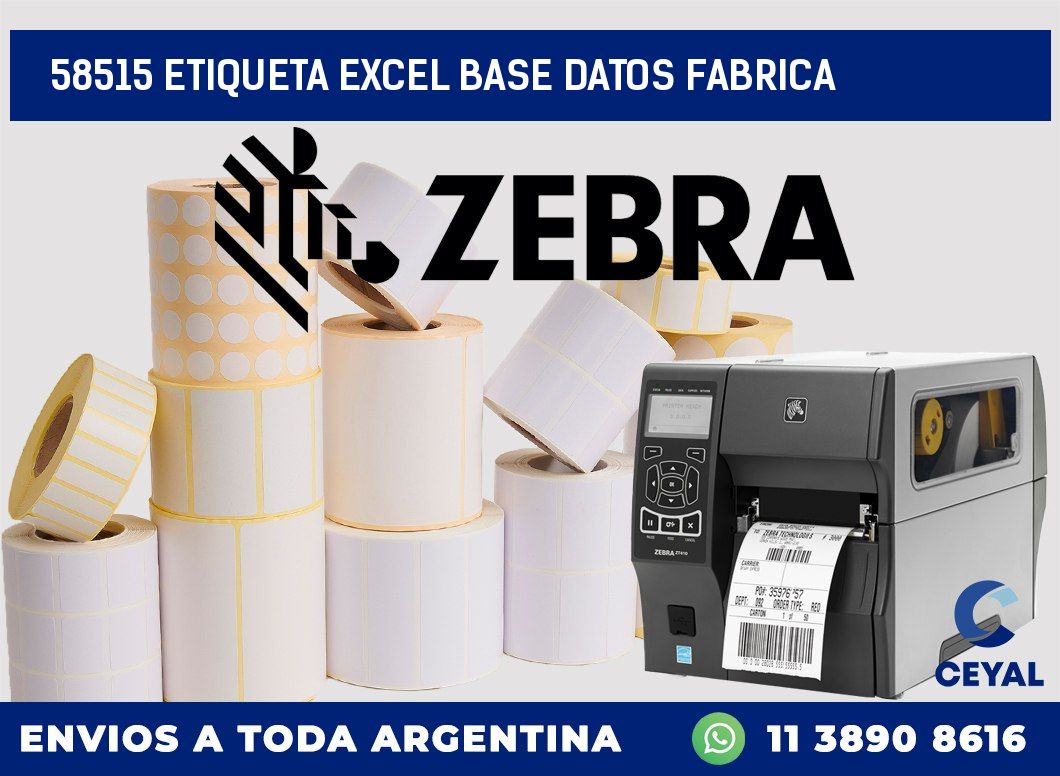 58515 etiqueta excel base datos fabrica