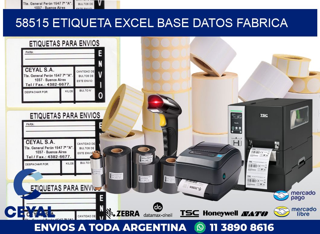 58515 etiqueta excel base datos fabrica