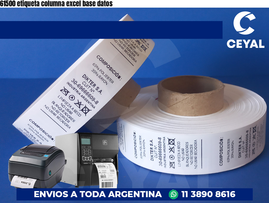 61500 etiqueta columna excel base datos