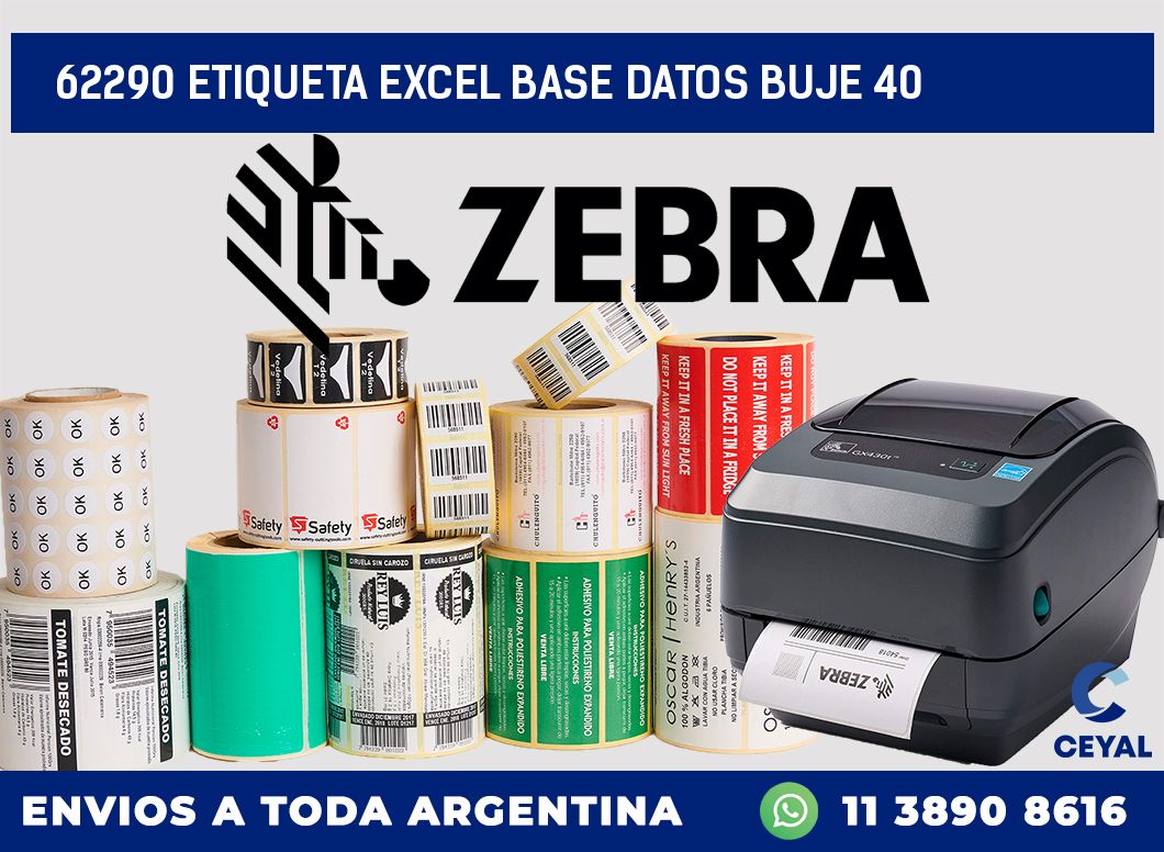 62290 etiqueta excel base datos buje 40