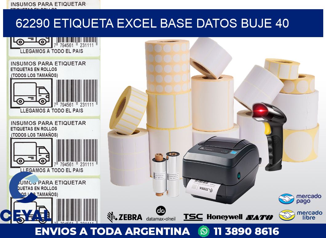 62290 etiqueta excel base datos buje 40